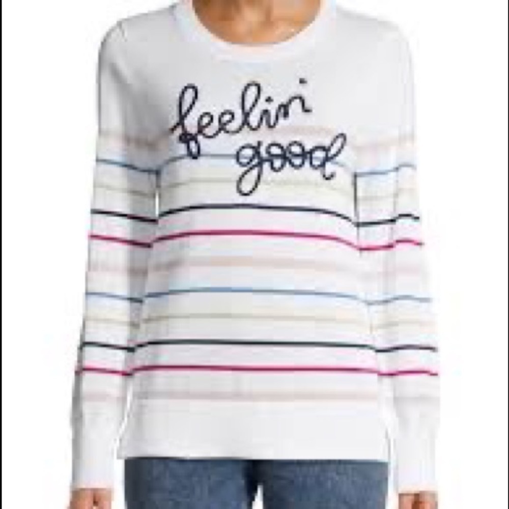 Time and Tru Feeling Good rainbow striped soft sweater xxl